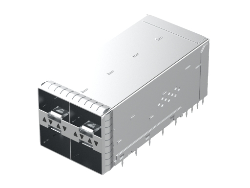 SFP28 Connector & Cage 8957 Series | 8957-E2X2C30PPxA | SFP28 Cage, 2X2 PORTS, Press fit type , Spring Plus